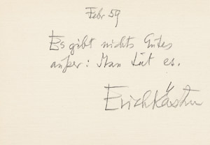 Lot 2574, Auction  104, Kästner, Erich, 2 Albumblätter 1959