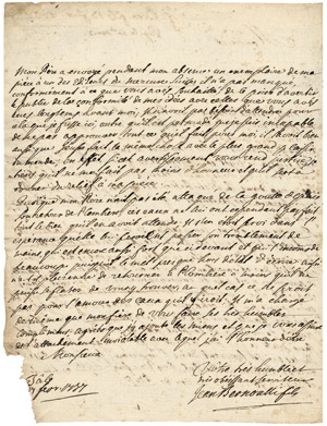 Lot 2662, Auction  104, Bernoulli II., Johann, Brief 1737 an de Mairan in Paris