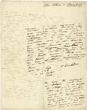 Lot 2685, Auction  104, Humboldt, Alexander von, Brief 1820 in die Schweiz