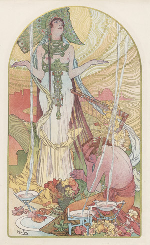 Lot 3546, Auction  104, Mucha, Alfons, Incantation - Salambo. Kleinplakat aus "Estampe Moderne". Original-Farblithographie mit Golddruck.