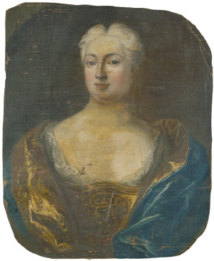 Lot 6025, Auction  104, Deutsch, um 1760. Bildnis einer adligen Dame mit blauem Samtmantel