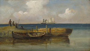 Lot 6120, Auction  104, Sørensen, Carl Frederik, Fischer mit ihren Booten an der Küste, auf Segelboote in der Ferne blickend