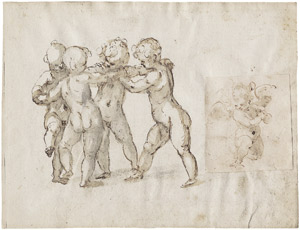 Lot 6209, Auction  104, Caccia, Guglielmo, Tanzende Putti, rechts ein kniender Engelsknabe