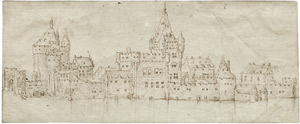 Lot 6254, Auction  104, Niederländisch, um 1580. Blick auf eine befestigte mittelalterliche Stadt an einem Fluss