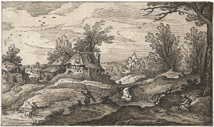 Lot 6271, Auction  104, Schorer, Hans Friedrich, Hügelige Landschaft mit Bauerngehöft und Angler