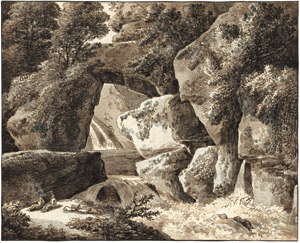 Lot 6321, Auction  104, Kobell, Franz, Felsenbrücke über einem Wasserfall