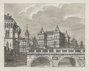 Lot 6364, Auction  104, Gonzaga, Pietro di Gottardo, Architekturcapriccio mit Blick auf eine Stadtsilhouette