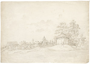 Lot 6404, Auction  104, Deutsch, um 1800. Wörlitz: Blick vom See auf die Synagoge und die St.-Petri-Kirche