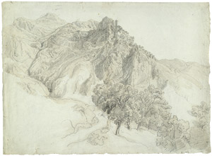 Lot 6413, Auction  104, Deutsch, um 1840. Blick auf ein italienisches Bergdorf