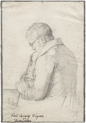 Lot 6428, Auction  104, Dresden, um 1820. Carl Wagner beim Zeichnen mit langstieliger Pfeife