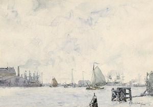 Lot 7038, Auction  104, Briscoe, Arthur John Trevor, Hafenansicht mit Segelbooten