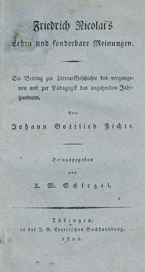 Lot 1639, Auction  105, Fichte, Johann Gottlieb, Friedrich Nicolai's Leben
