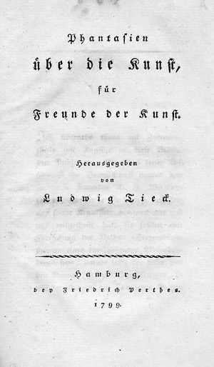 Lot 1918, Auction  105, Tieck, Ludwig, Phantasien über die Kunst, für Freunde der Kunst