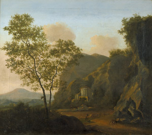 Lot 6053, Auction  105, Niederländisch, 18. Jh. Italianisante Landschaft mit Rundbau