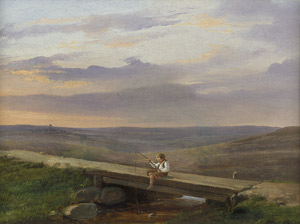 Lot 6061, Auction  105, Schleisner, Christian Andreas, Weite Landschaft mit Fischerknaben