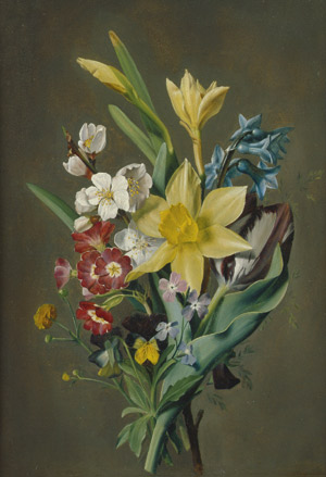 Lot 6065, Auction  105, Senff, Adolf - zugeschrieben, zugeschrieben. Frühlingsstrauss mit Kirschblüten, Narzissen und Primeln