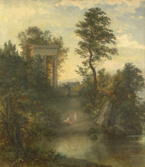 Lot 6071, Auction  105, Dreber, Heinrich, Römische Landschaft mit badenden Frauen