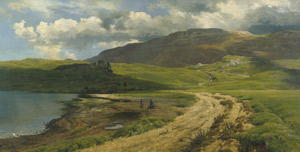 Lot 6135, Auction  105, Französisch, 2 Hälfte 19. Jh. Reiter in einer kargen Landschaft bei aufziehendem Gewitter