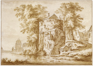 Lot 6348, Auction  105, Rademaker, Abraham, Flusslandschaft bei Haarlem (Kleine Houtpoort?)