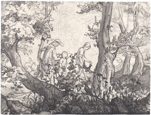 Lot 6461, Auction  105, Müller, Carl Wilhelm, Waldpartie mit Zeichner