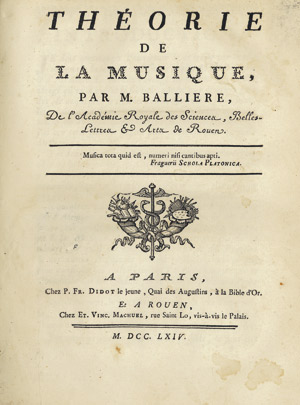 Lot 563, Auction  106, Ballière de Laisement, Charles Louis-Denis, Théorie de la Musique