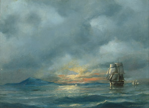 Lot 6152, Auction  106, Neumann, Johan Carl, Segelschiffe bei Sonnenaufgang 