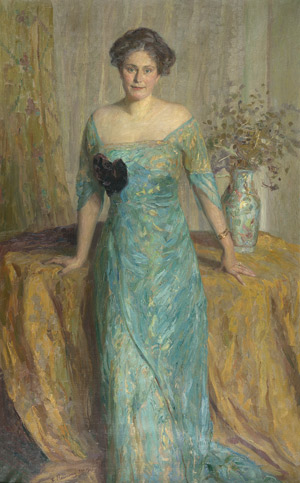 Lot 6235, Auction  106, Reusing, Richard Friedrich, Bildnis einer eleganten Dame in grüner Robe
