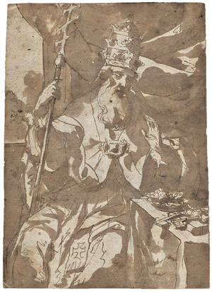 Lot 6519, Auction  106, Italienisch, 17. Jh. Sitzender Papst mit Tiara und der Ferula