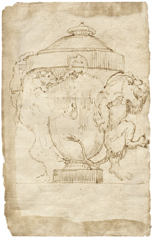 Lot 6566, Auction  106, Italienisch, 18. Jh. Vase mit zwei Löwen