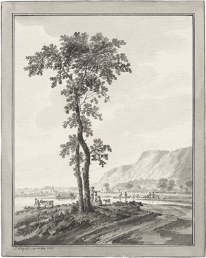 Lot 6570, Auction  106, Kuipers, Dirk, Flußlandschaft mit Kähnen, Flußlandschaft mit weidendem Vieh