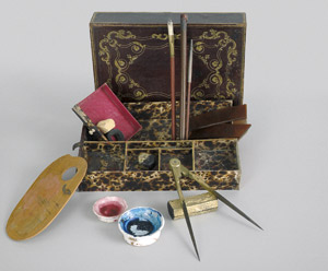 Lot 1177, Auction  107, Maler-Utensilienkasten, der Romantik. Mit Inhalt, Palette etc.