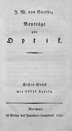 Lot 1567, Auction  107, Goethe, Johann Wolfgang von, Beyträge zur Optik
