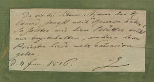 Lot 2026, Auction  107, Goethe, Johann Wolfgang von, Eigenhänd. Billet 1816