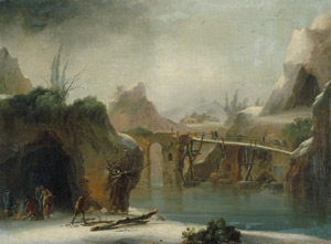 Lot 6040, Auction  107, Vernet, Winterlandschaft mit Fluß und Holzbrücke