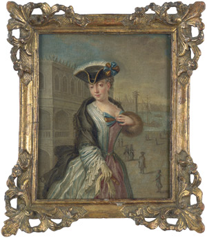 Lot 6043, Auction  107, Venezianisch, 18. Jh. Edeldame mit schwarzer Mantilla und Dreispitz