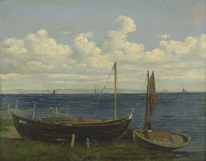 Lot 6100, Auction  107, Kieldrup, Anton Edvard, Fischerboote an Land vor Hven im Öresund