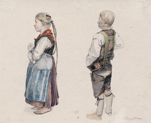 Lot 6631, Auction  107, Marr, Heinrich, Mädchen und Knabe in ländlicher Tracht