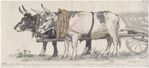 Lot 6663, Auction  107, Skovgaard, Peter Christian Thamsen, Zwei Ochsen vor einem Wagen gespannt