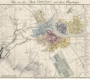 Lot 163, Auction  108, Plan der Stadt Dresden, Kolorierter Kupferstichplan 