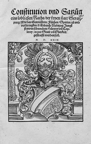 Lot 1653, Auction  108, Constitution vnd Satzung, eins loblichen Raths der fryen statt Straszpurg 