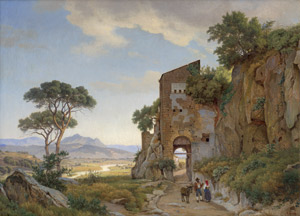 Lot 6081, Auction  108, Lunde, Anders Christian, Idyllische Vormittagszene vor dem Eingangstor von Civita Castellana im Hintergrund der Monte Soracte.