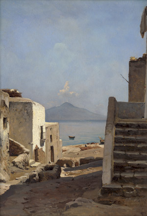 Lot 6136, Auction  108, Deutsch, um 1860. Blick von Marina Grande auf den Vesuv