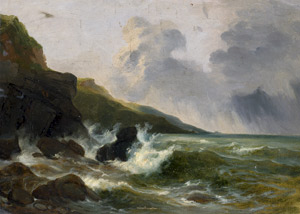 Lot 6146, Auction  108, Deutsch, um 1880. Felsenküste im Sturm