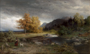 Lot 6159, Auction  108, Schick, Rudolf, Voralpenlandschaft bei aufziehendem Wetter