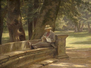 Lot 6221, Auction  108, Schiøttz-Jensen, Niels Frederik, Lesender Mann auf einer Parkbank in Rom
