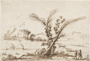 Lot 6543, Auction  108, Guercino - Umkreis, Landschaft mit Rundbau und einer Steintreppe