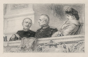 Lot 6742, Auction  108, Deutsch, um 1880. Helmuth Karl Bernhard Graf von Moltke, sein Neffe Helmuth von Moltke und dessen Gattin Eliza von Moltke in der Oper