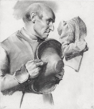 Lot 6769, Auction  108, Böse, Konrad, Studien zum Bildnis eines Mannes, seinen Hut vor die Brust haltend