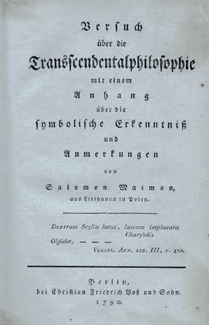 Lot 2208, Auction  109, Maimon, Salomon, Versuch über die Transcendentalphilosophie