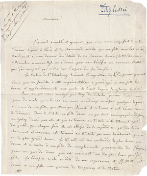 Lot 2667, Auction  109, Taglioni, Filippo, Brief 1840 aus St. Petersburg + Beigaben